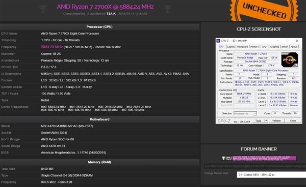 第二代銳龍Ryzen 2000系列處理器：5.88GHz