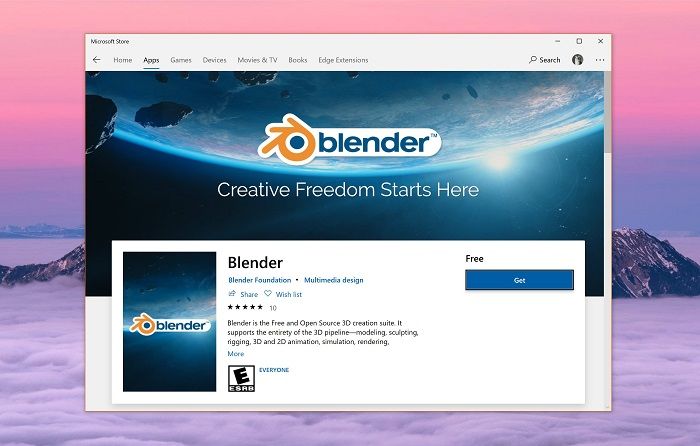 Windows 10應(yīng)用商店已經(jīng)上架開(kāi)源3D軟件Blender