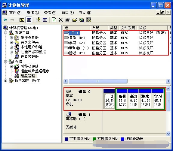 xp系統(tǒng)如何使用自帶磁盤分區(qū)安裝方法